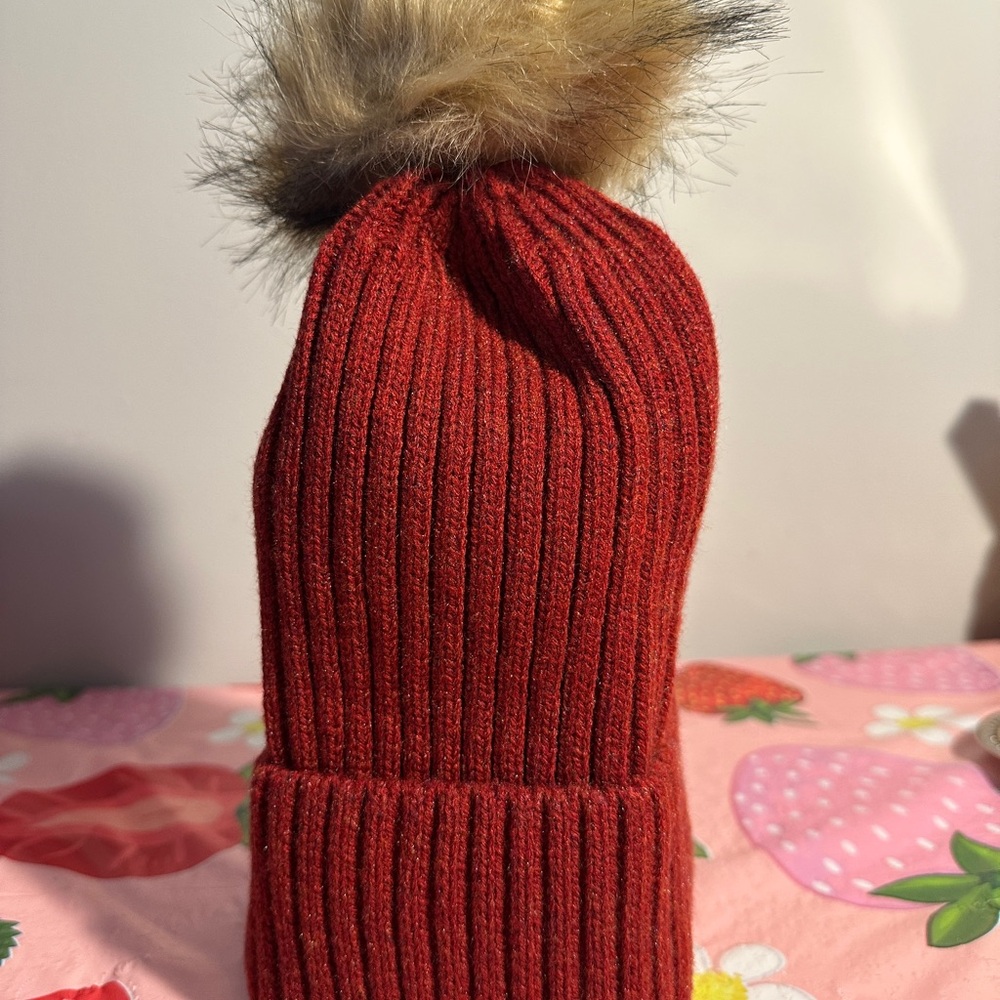 Cozy Red Knit Pom-Pom Beanie for Kids